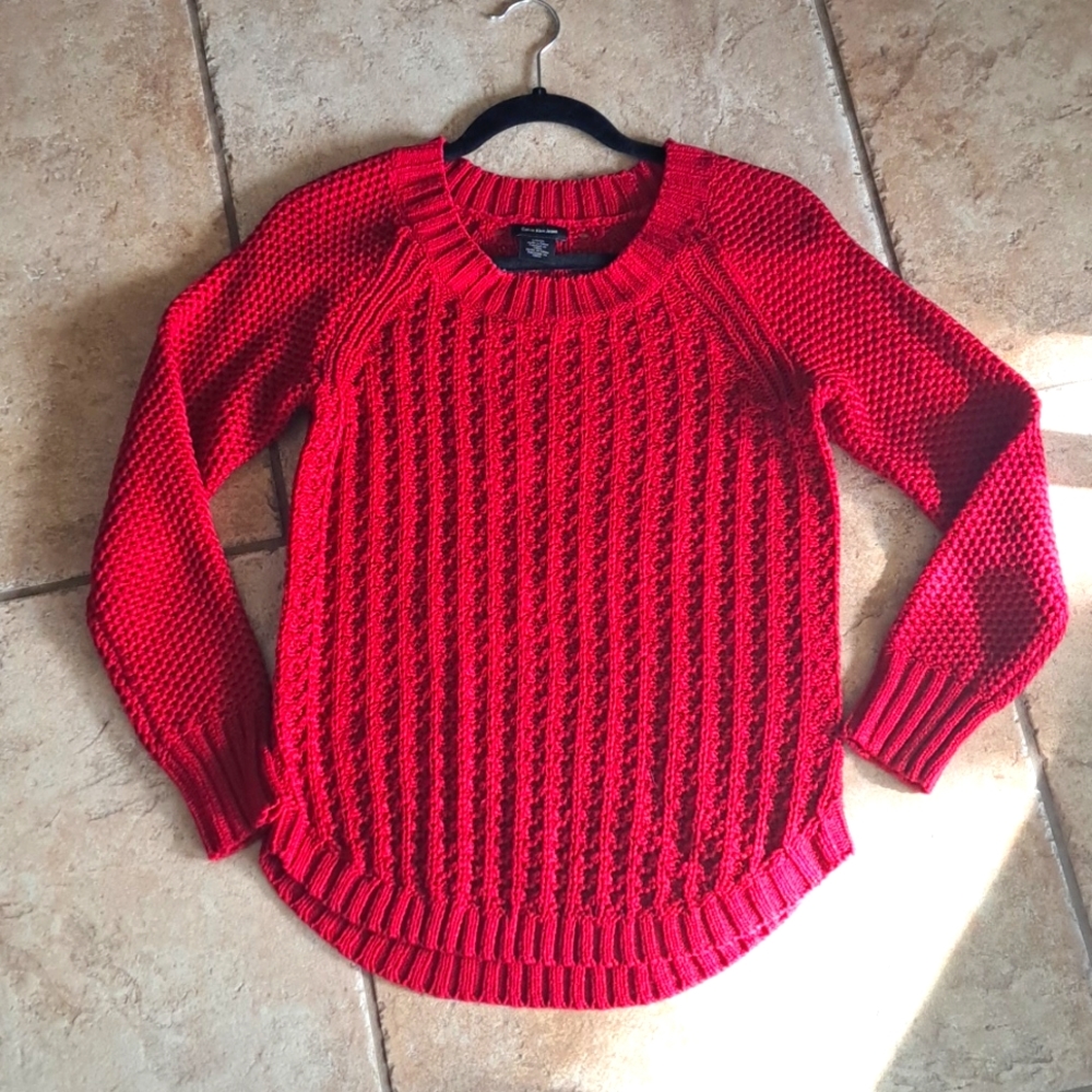 Calvin Klein Jeans red knit sweater Small